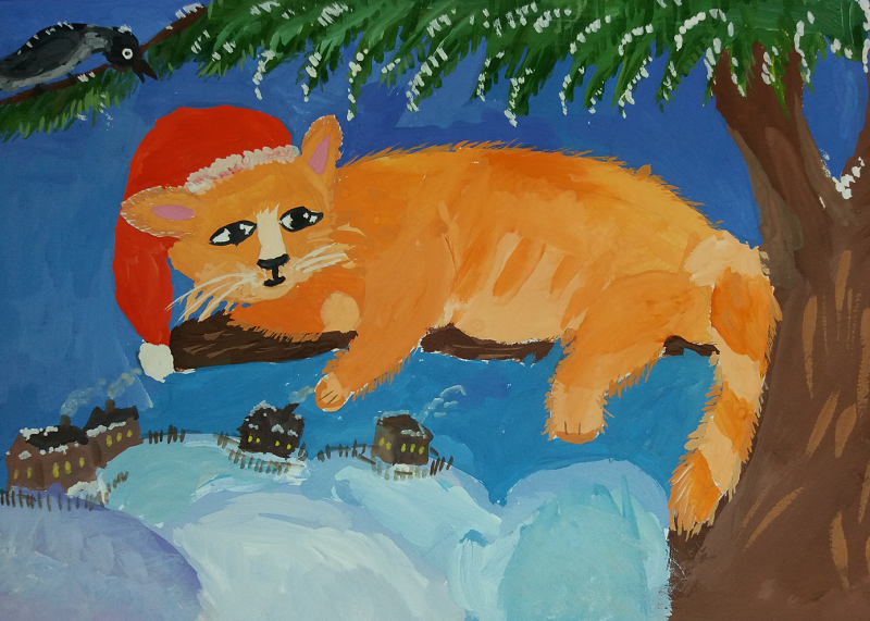 Итоги детского конкурса рисунков «Зимние кошки-2018» | С Новым годом и  Рождеством!